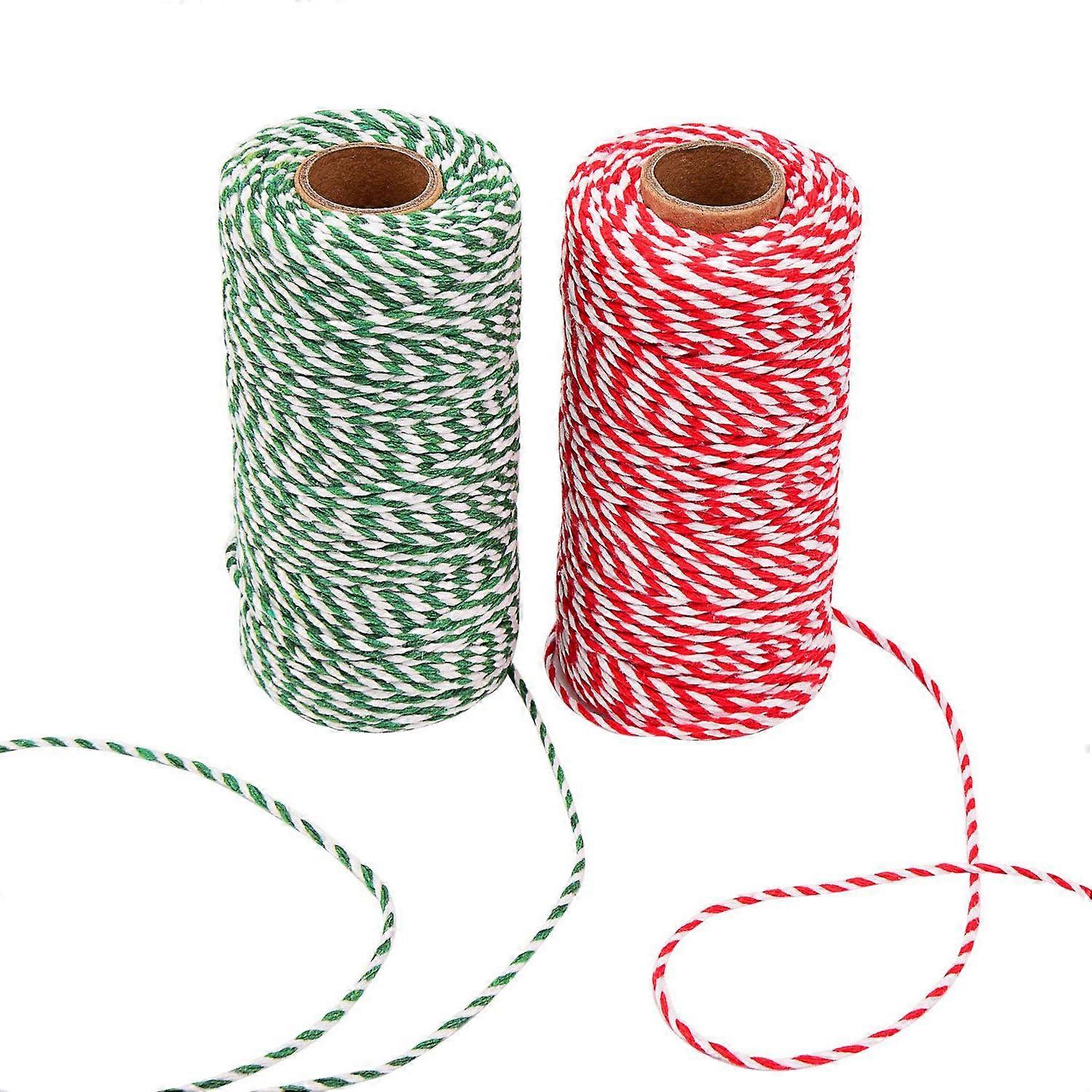 Twine Cotton String Rope Cord For Christmas Gift Wrapping, Arts Crafts, Total 656 Feet (2Pcs, Multicolor)