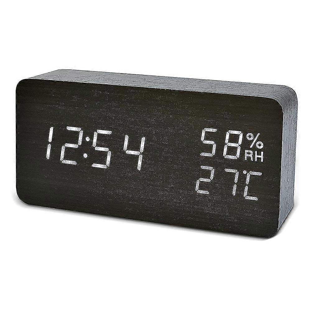 Bedside Wooden Alarm Clock, Digital Dimmable Led Display-YuJia