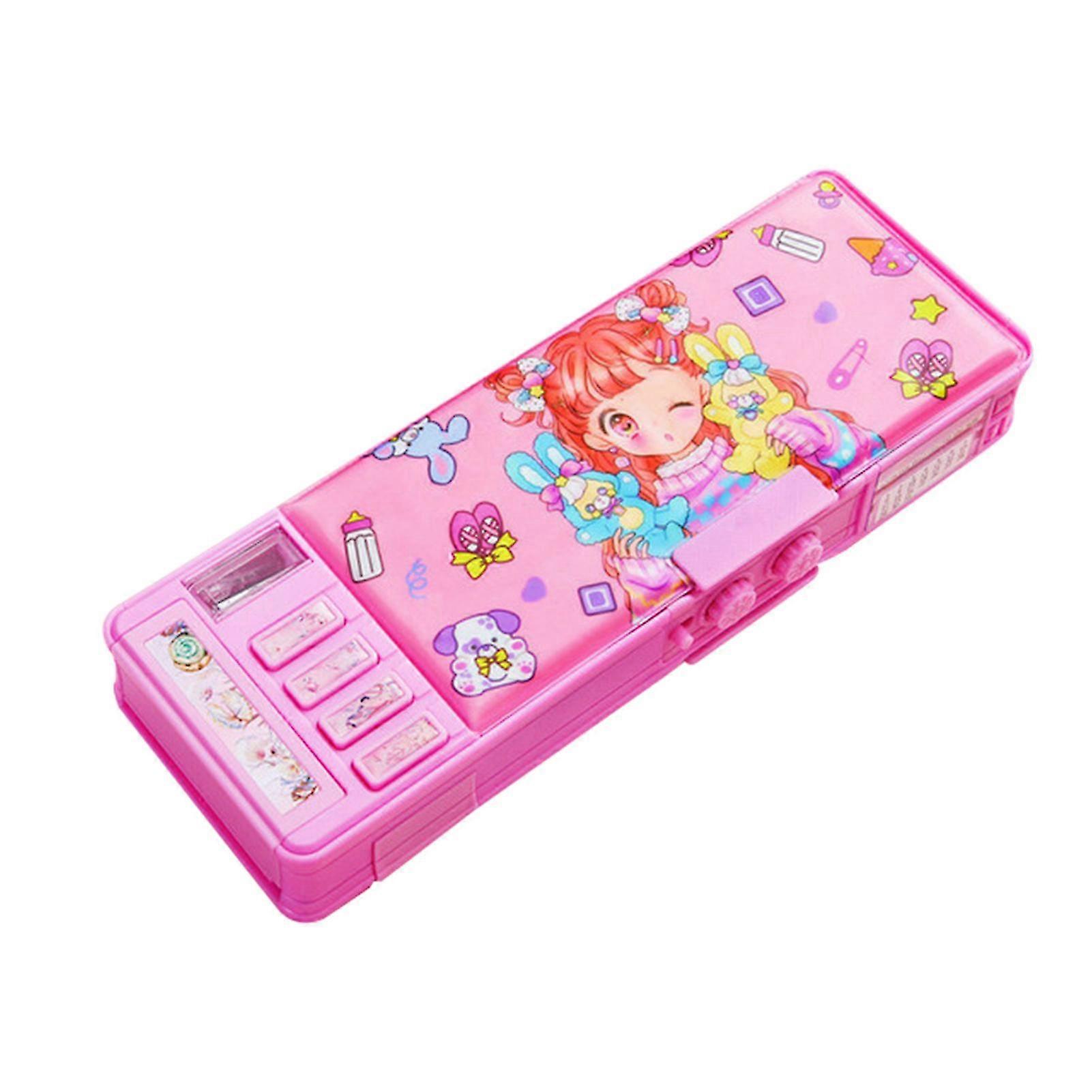 Cartoon Pen Box With Sharpener Password Lock Large Capacity Pencil Box For Kids Children
