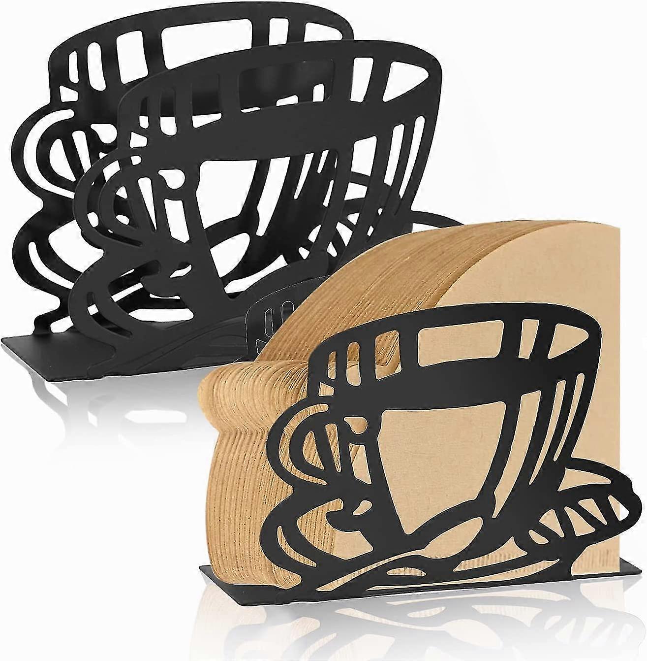 2 Pcs Coffee Filter Holder Metal Coffee Paper Stand Coffee Paper Storage Rack Coffee Paper Storage Container Dispenser Table Napkin Holder For Restaur