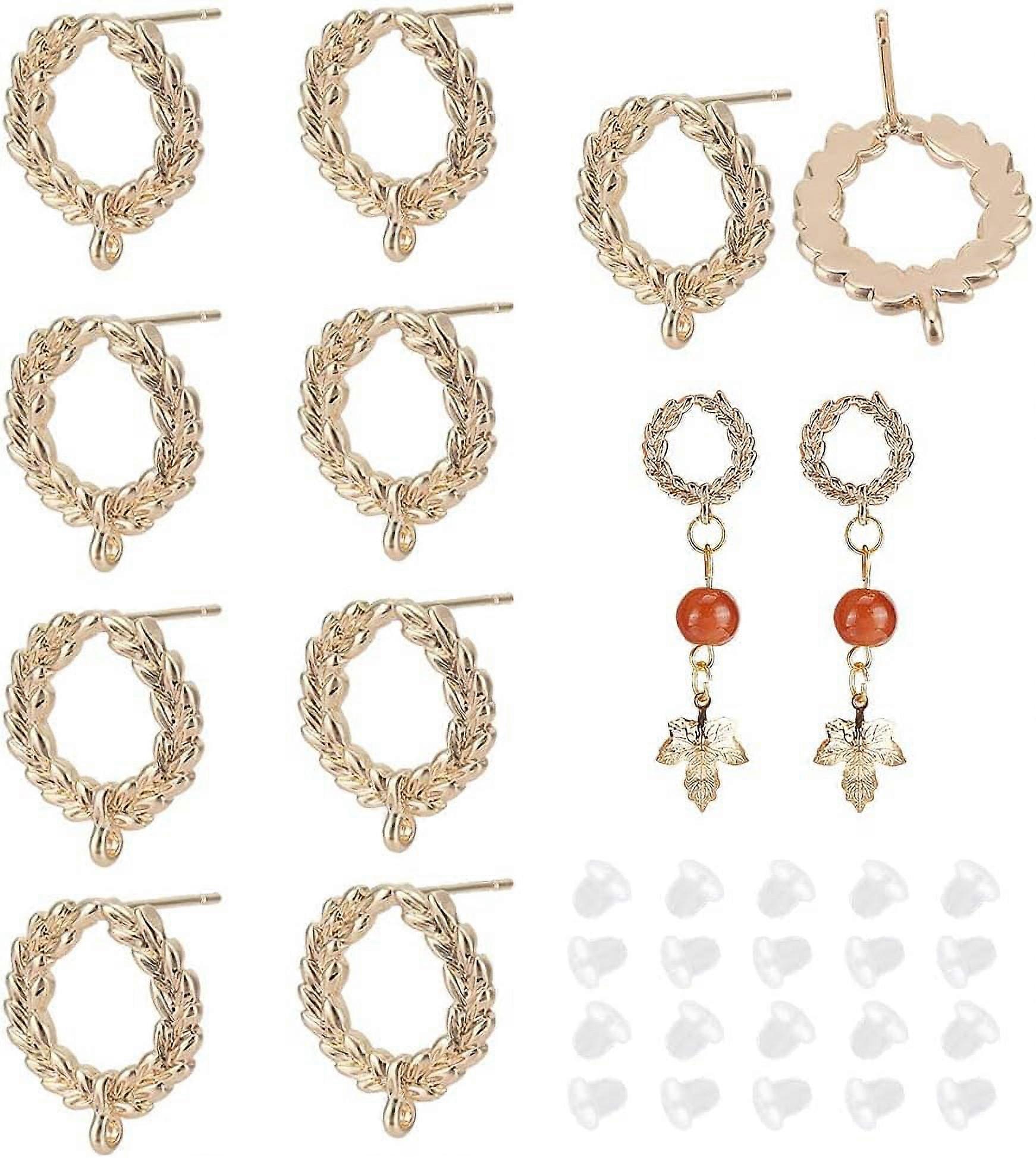 24Pcs 2Style Bohemia Stud Earring Stainless Steel 2Colors Hypoallergenic Earrings Post with Horizontal Loops 12.5-13mm Flower Stud Earring Findings