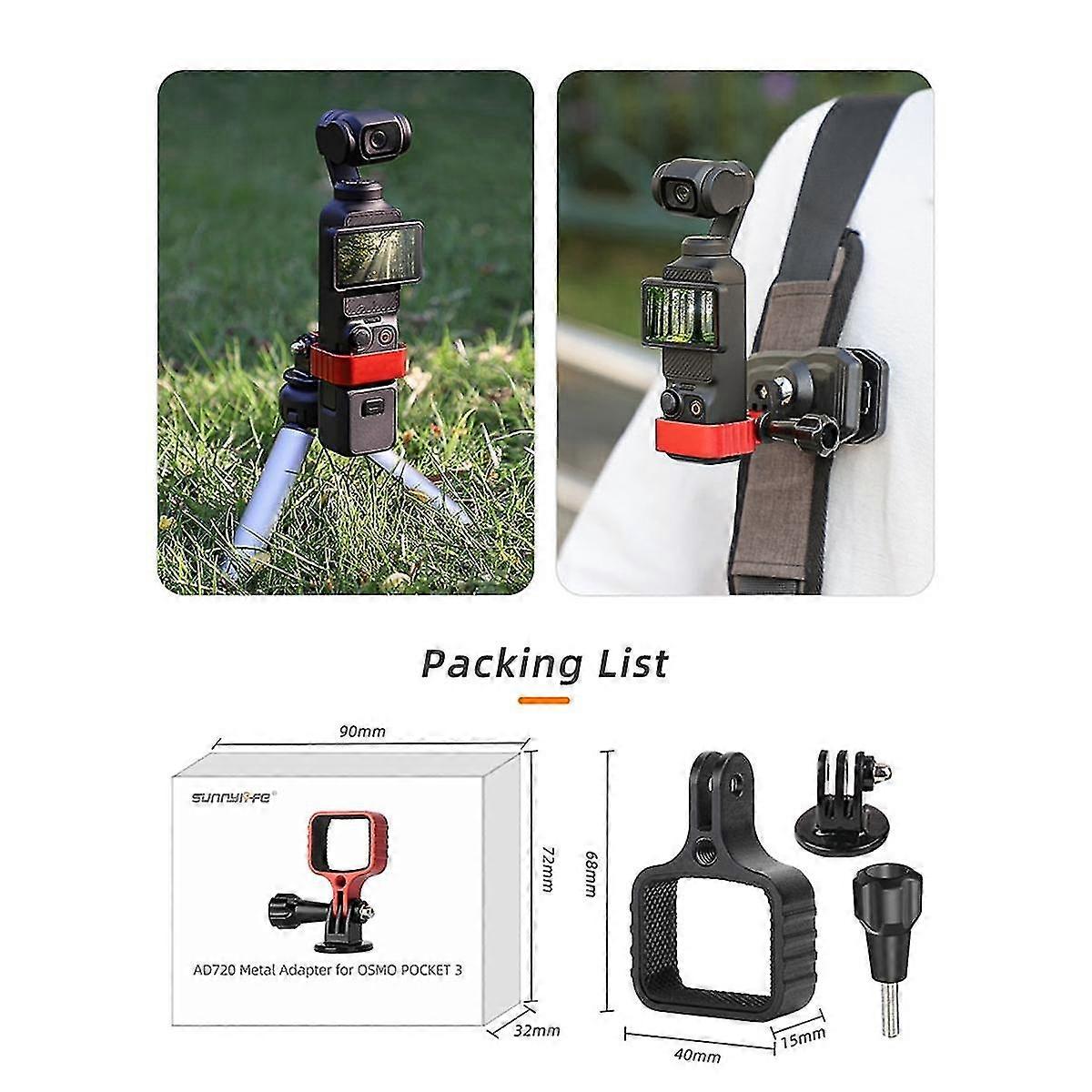 For POCKET3 Metal Multi-Function Convenient Expansion Adapter Head Camera Fixed Bezel Bracket Accessories,Black