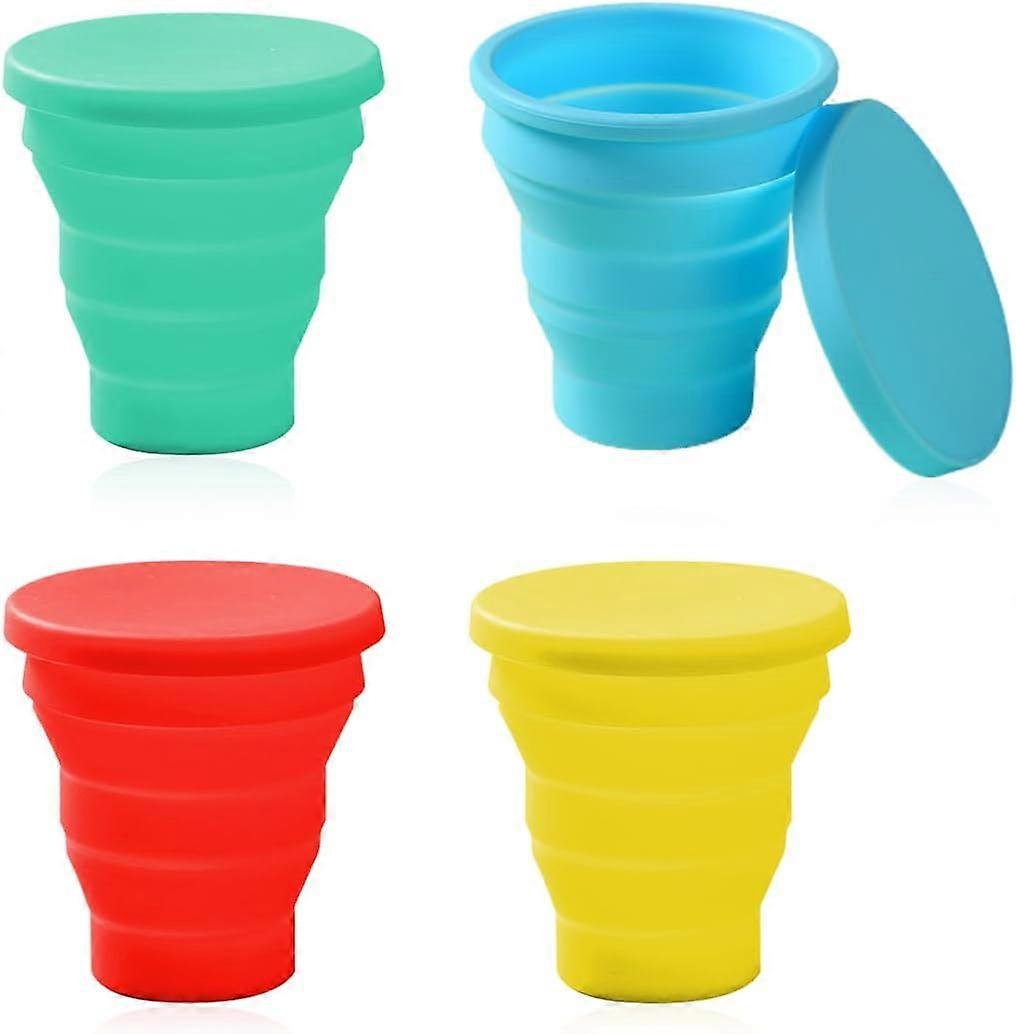 4 Pieces Folding Cups, Foldable Silicone Travel Cups, Retractable Folding Cups, Portable Outdoor Drinking Cups for Traveling, Camping, Hiking and Work