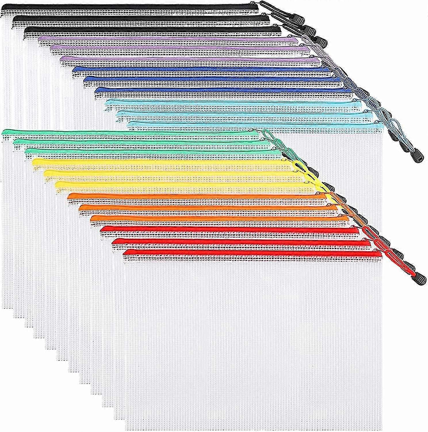 30 Pack A4 Document Pocket. Ipow Zipper Bolsas de malla Set Zipper Pouch