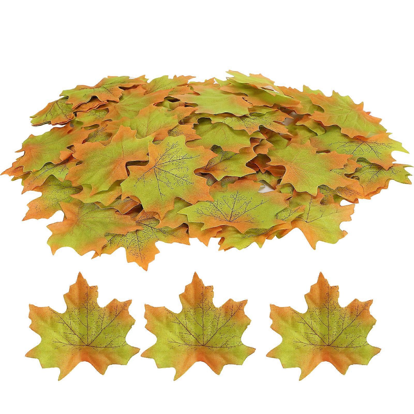 100Pcs/Bag Artificial Maple Leaves for Thanksgiving Autumn Leaf Wedding Party Table DecorGreen