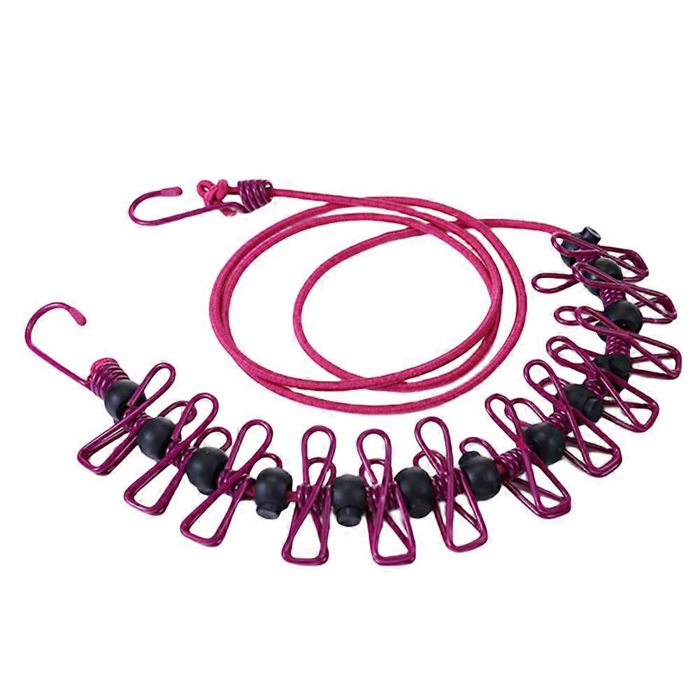 Portable Elastic Travel Clothes Rack Multipurpose Clothesline with Windproof Clip