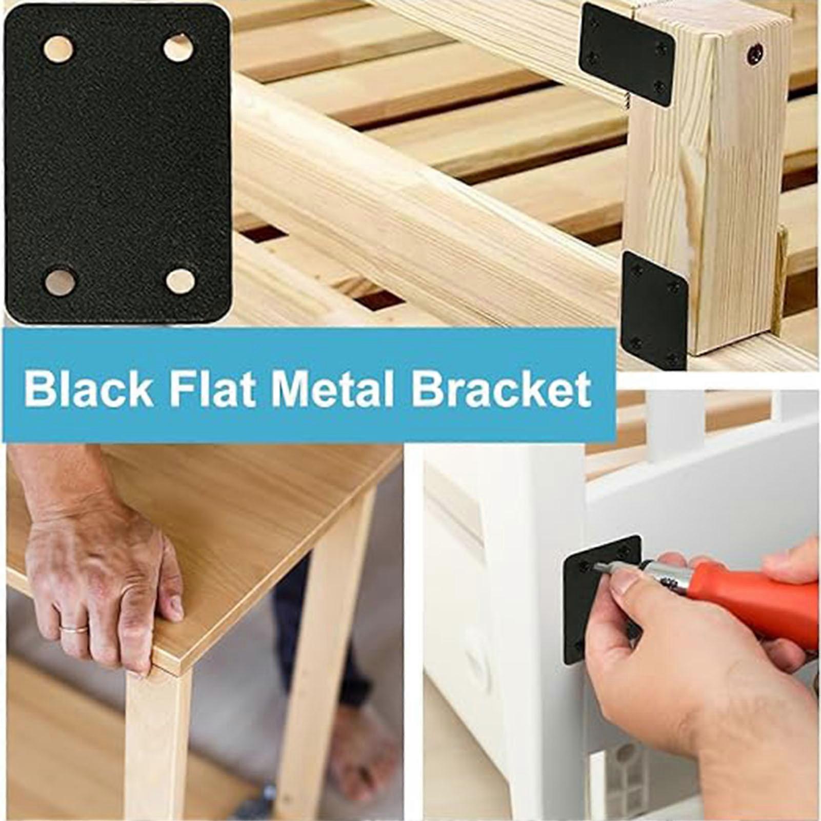 Black Flat Metal Bracket Secure Installation Thickened Fixing Mending Plates Suitable for Furniture Repair