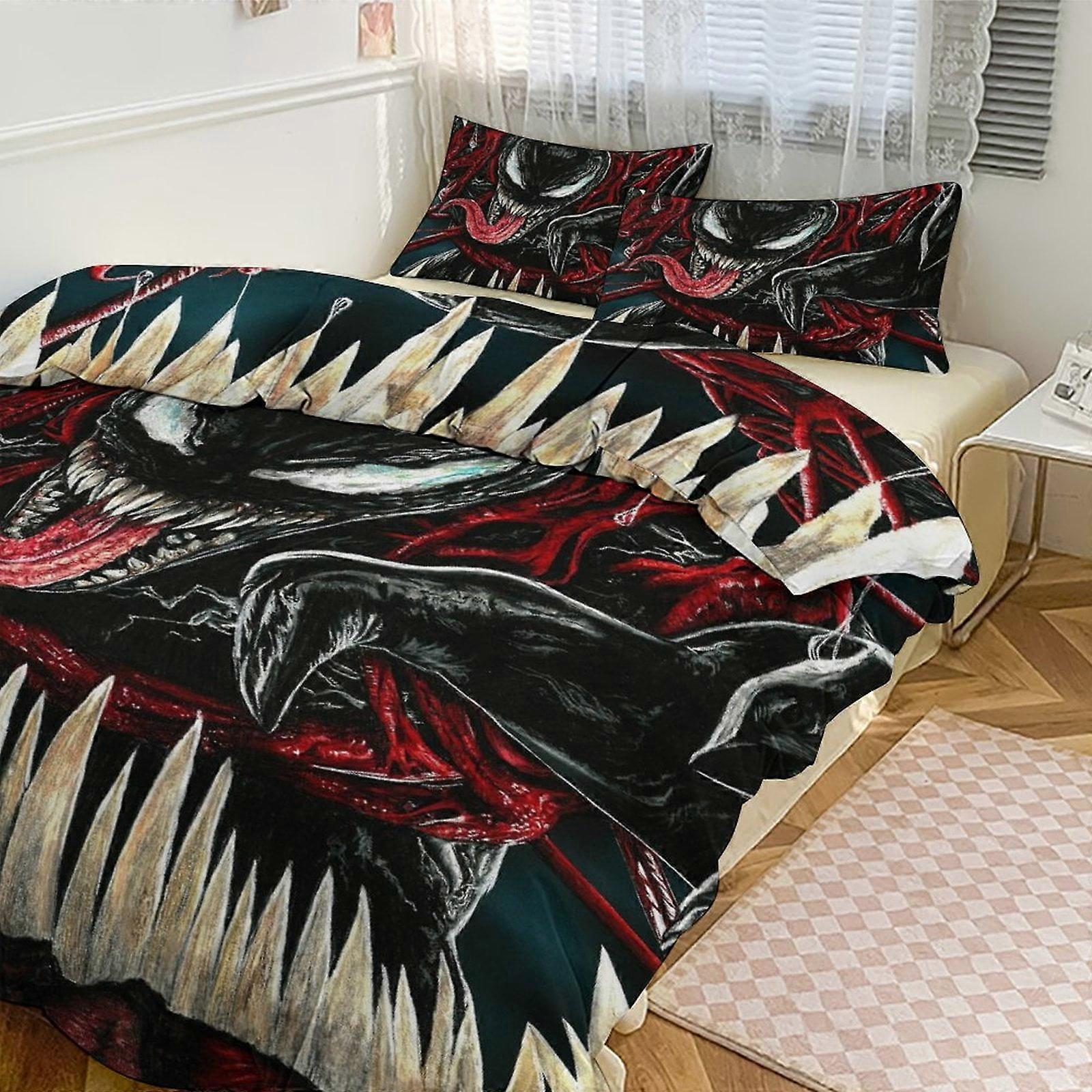 g699 طقم مفروشات بطباعة السم طقم لحاف بنمط 3 قطع 1 غطاء لحاف و 2 كيس وسادة للنساء والرجال والمراهقين 86x70 بوصة "tq699