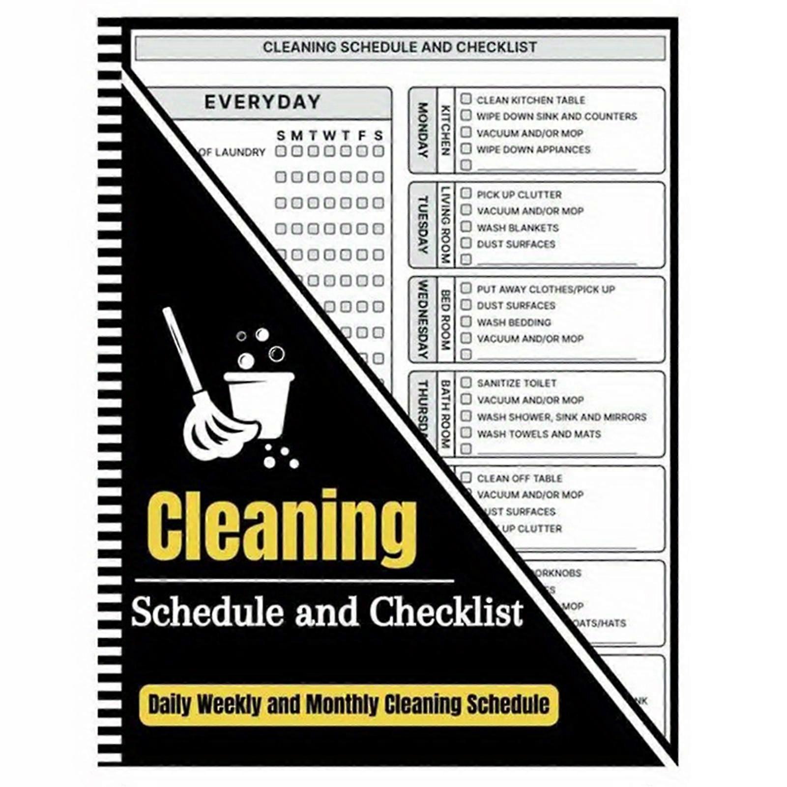 Cleaning Schedule Checklist Notebook Easy Daily Weekly Monthlys Housework Planner for Working Mums