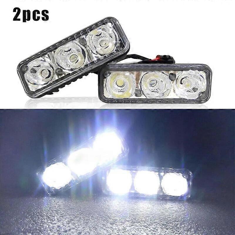2-Piece 3-LED White High Power DRL Daytime Running Light – Universal Fog Lamp, 12V
