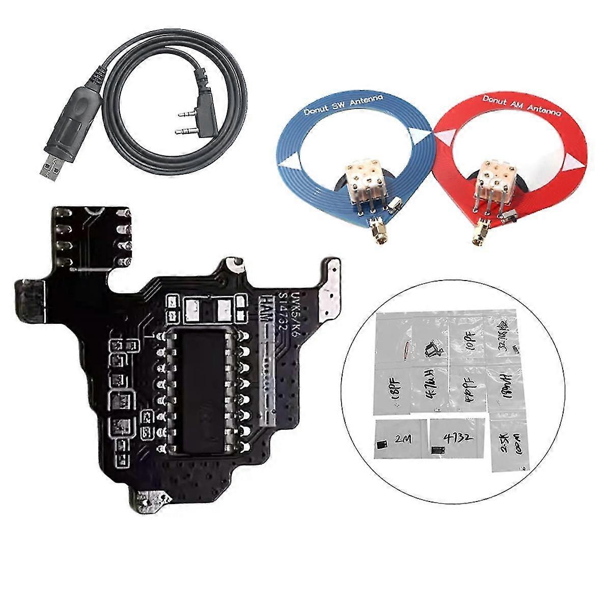 SI4732 Shortwave Radio Module+Programming Cable with 2XAntenna for UVK5/UVK6 with 2M Capacity Expansion