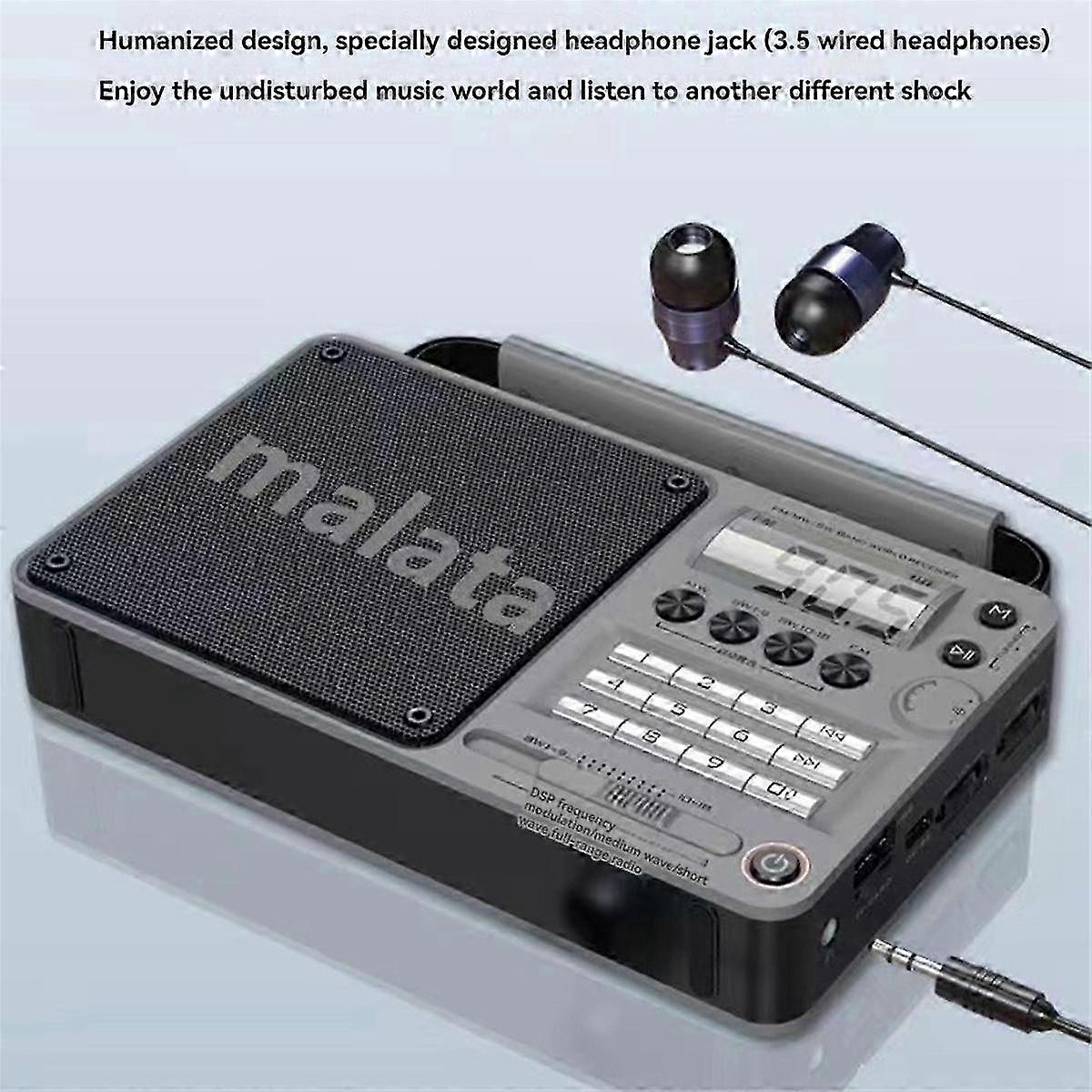 A56 Portable All Band Radio Receiver Rechargeable Radio with LED Lighting Lamp & Bluetooth Speaker Multifunction Player