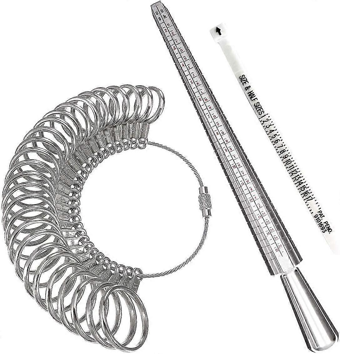 Ring Sizer Measuring Tool,aluminum Ring Mandrel And Finger Gauges (metal Ring Sizer Tool Set)