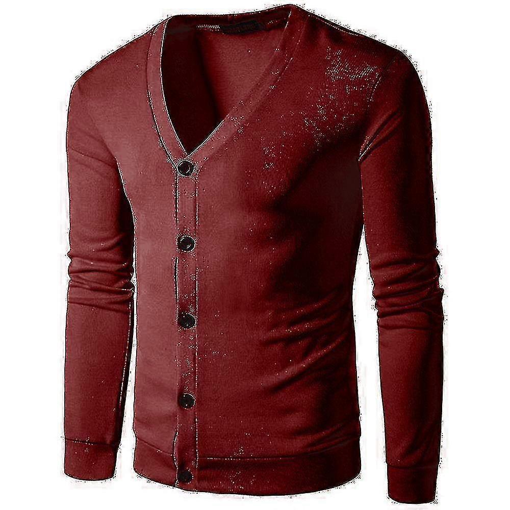 Männer Slim Fit Langarm Strickpullover Button-up V-Ausschnitt Strickjacke Pullover Tops