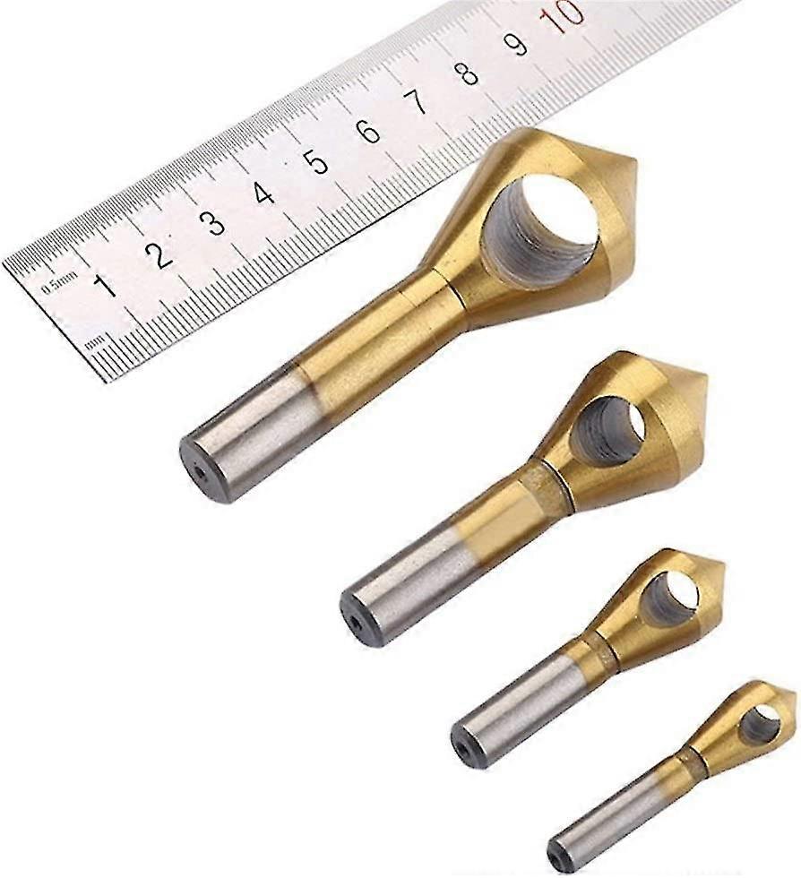Hardware Accessories 4pcs Titanium Coated Countersink Deburring Stepped Center Metal Drill Bits Developing Tools Chamfer 2-5/5-10/10-15/15-20mm Indust