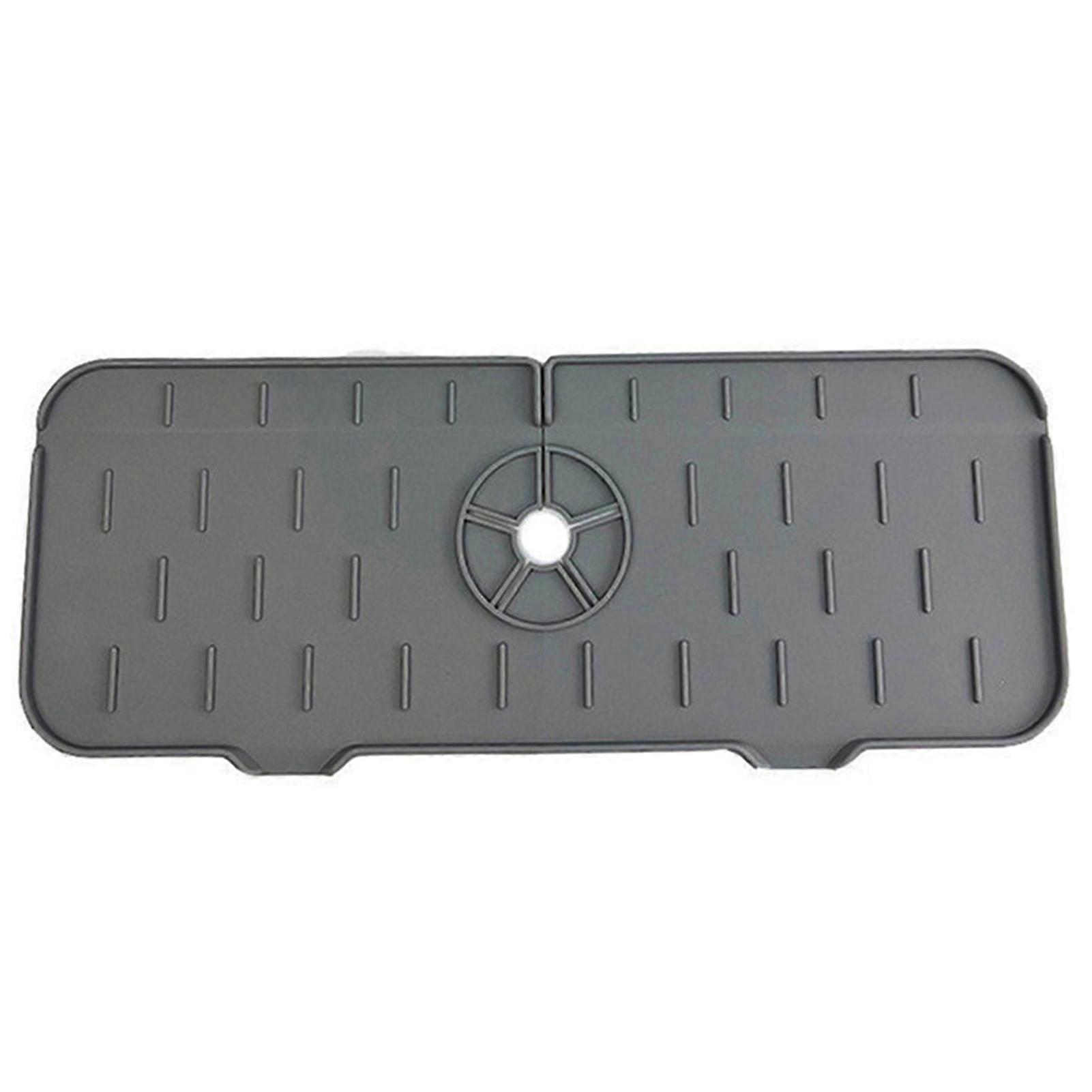 Faucet Drain Mat Kitchen Bathroom Prevents Water Splashes Keeps Countertop Dry Quick Drainage Non-skid Leakproof Faucet Drip Protector Sink Raised Edg