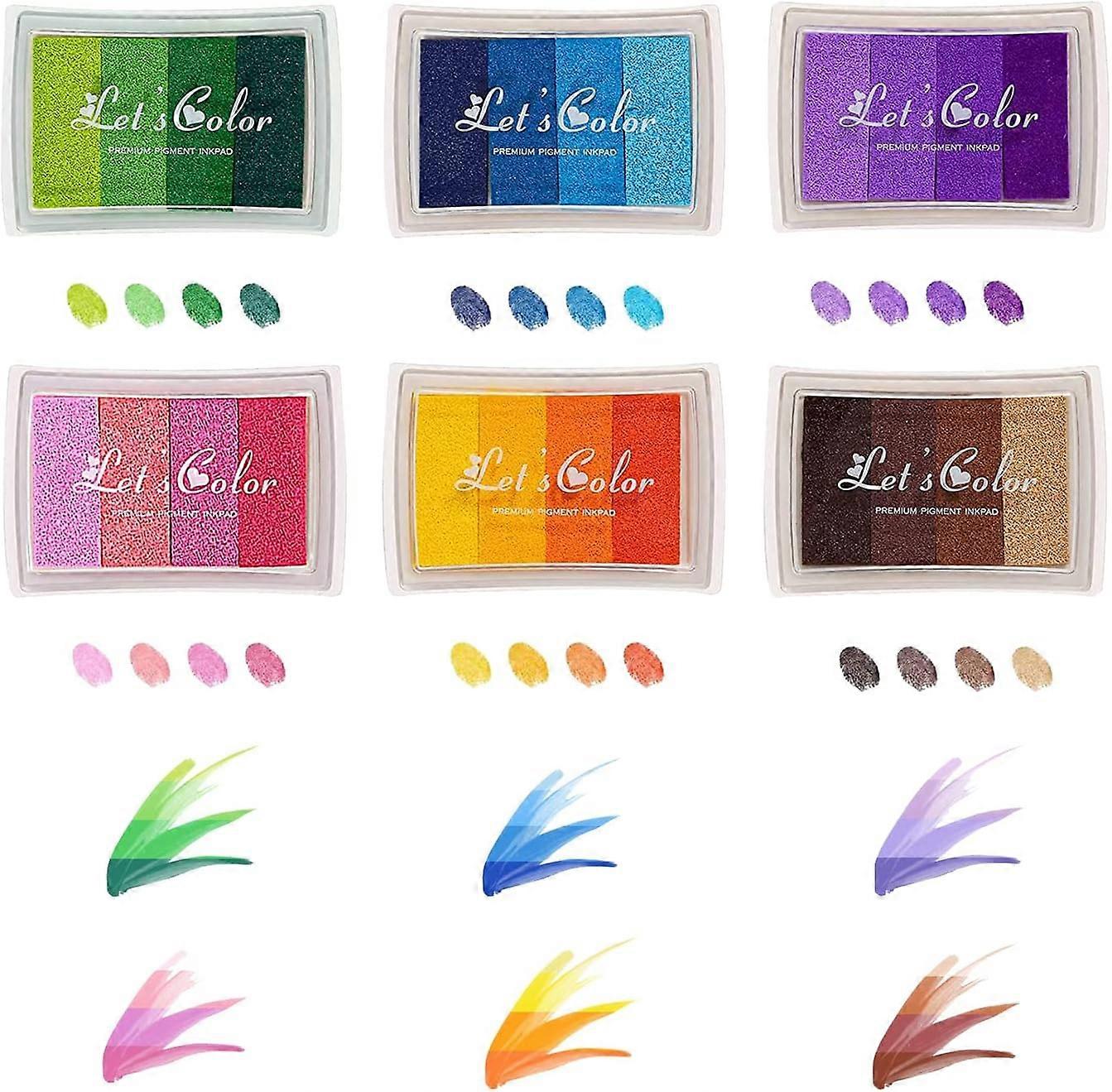 24 Colors Stamp Ink for Children, Fingerprint Colour Ink for Stamp Pads, Crafts for Children, Scrapbooking, Card Making