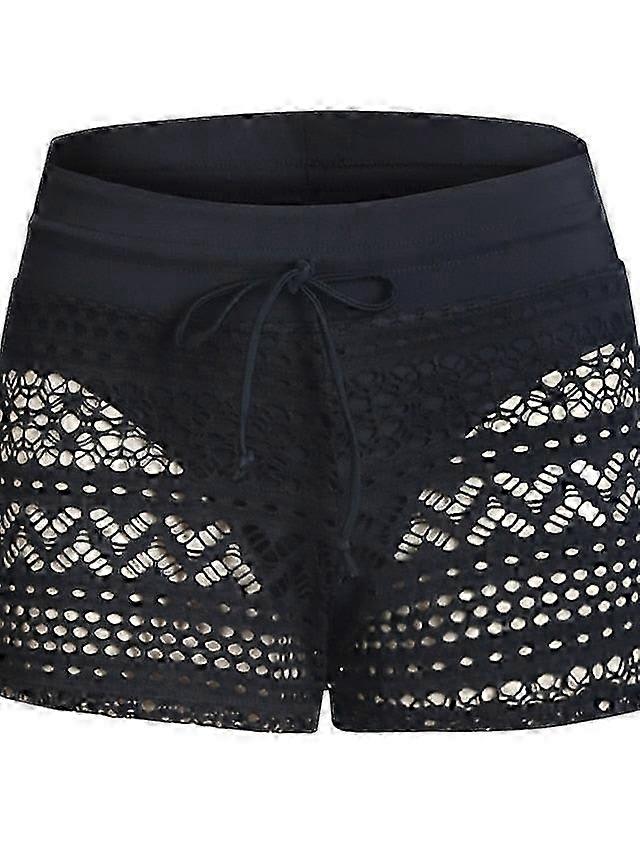 Dambadkläder Överdragbara badshorts Monokini Plus Size Baddräkt Spets Dragsko Hög midja för B