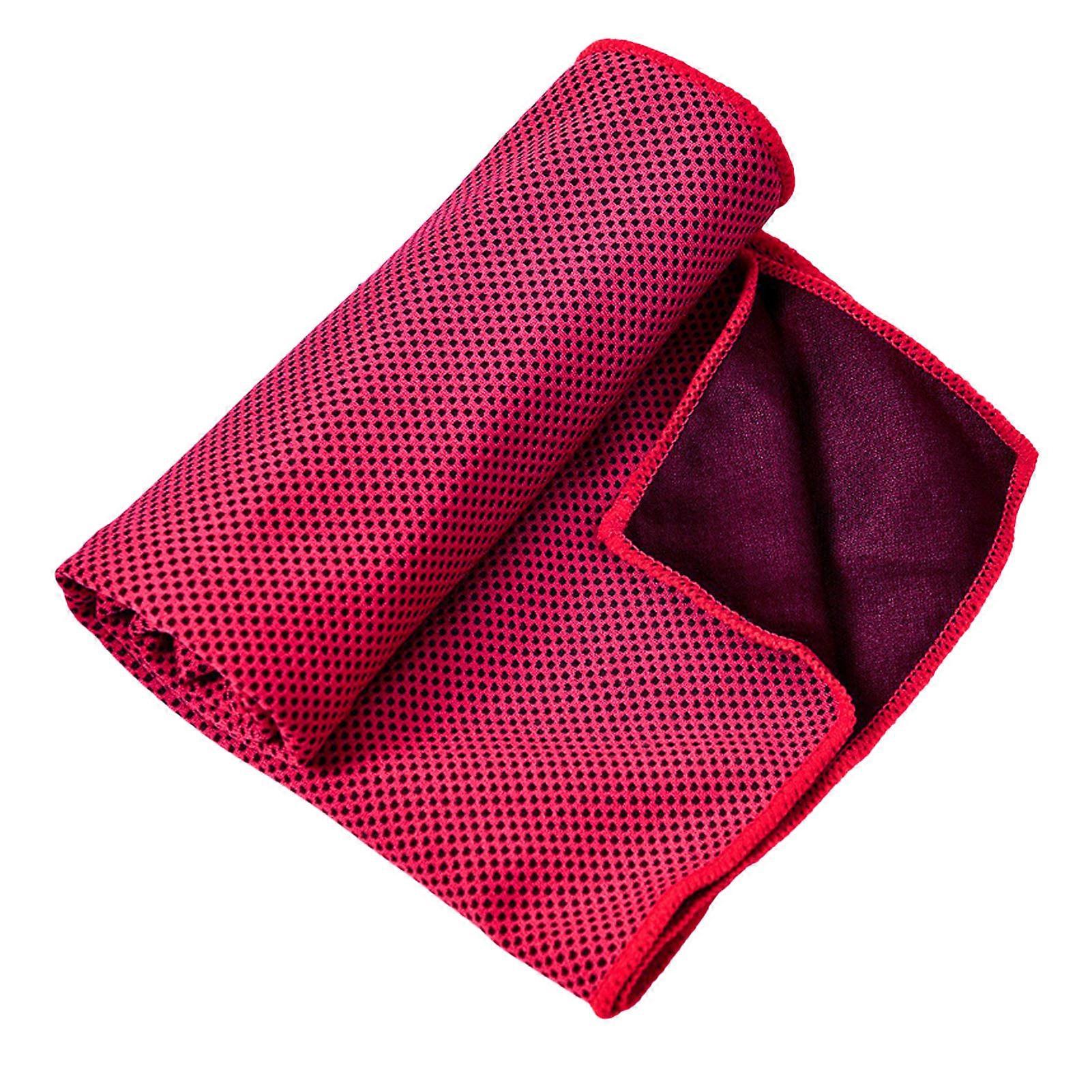 Cooling Towel Foldable Portable Absorb Sweat Microfiber Chilly Ice Towel for Sports Travel Yoga Red