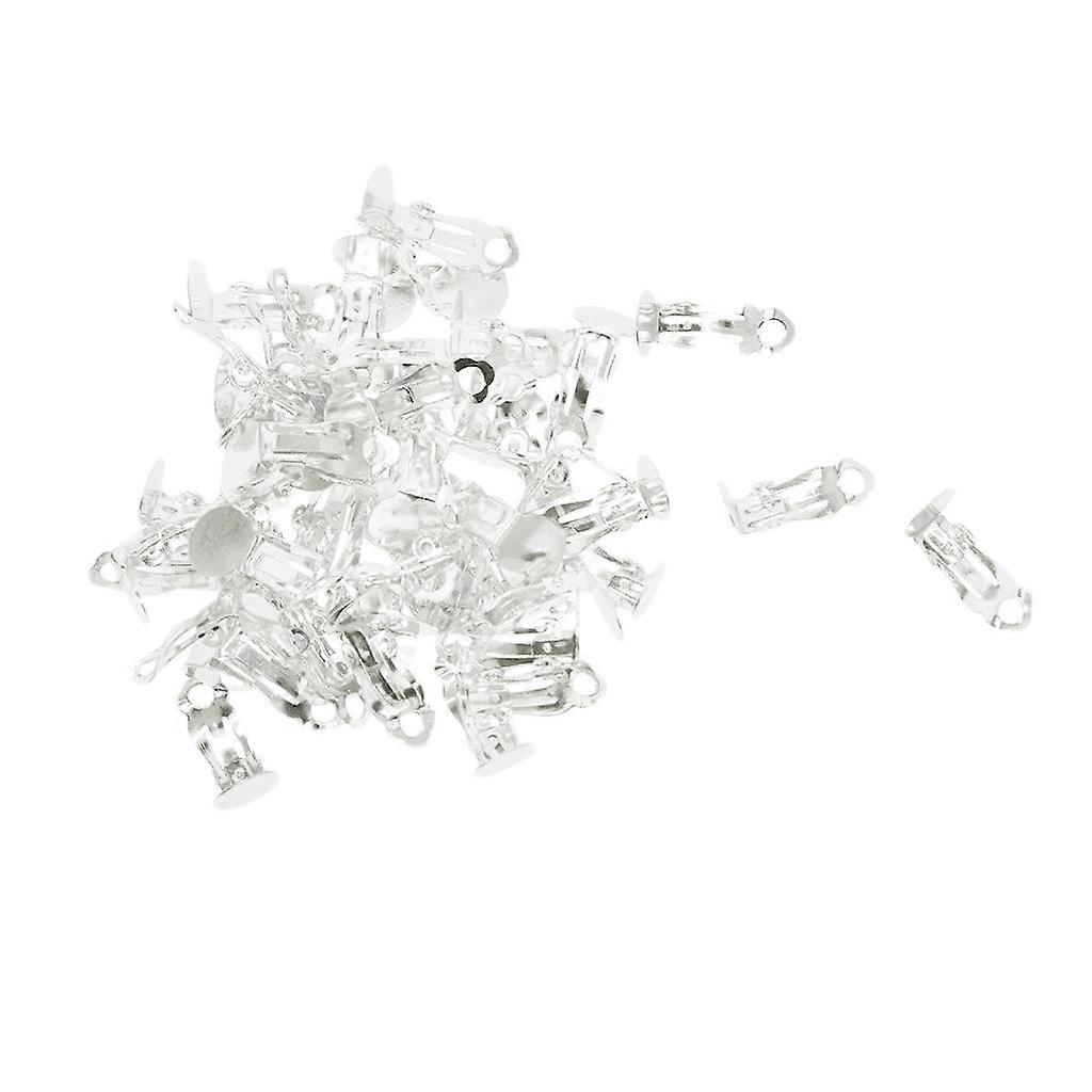 100pcs Flat Round Tray Clip-on Earring Hook Components 3 color Silver