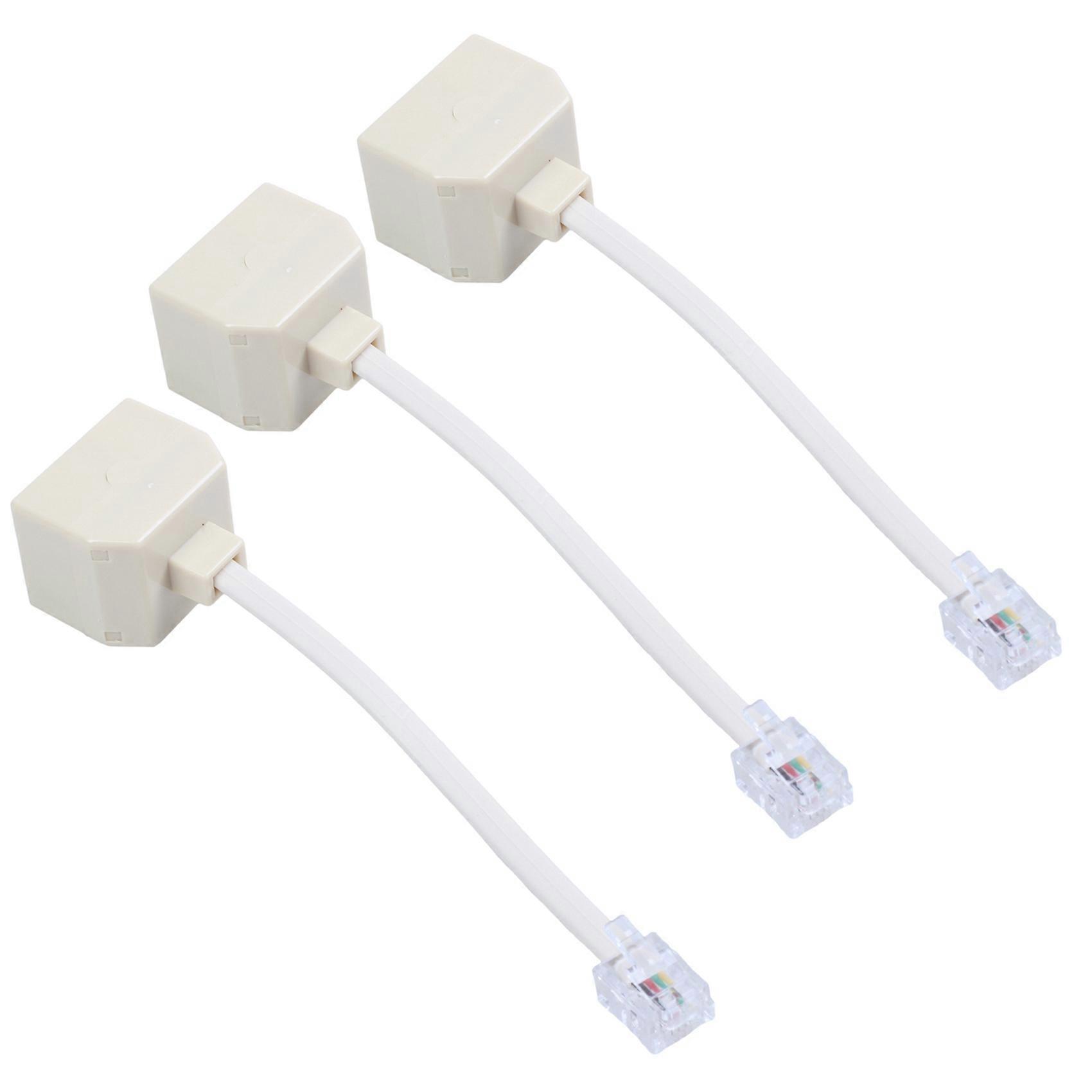 3X Telephone RJ11 Male Line to Double RJ11 Female Jack Filter Splitter Adapter