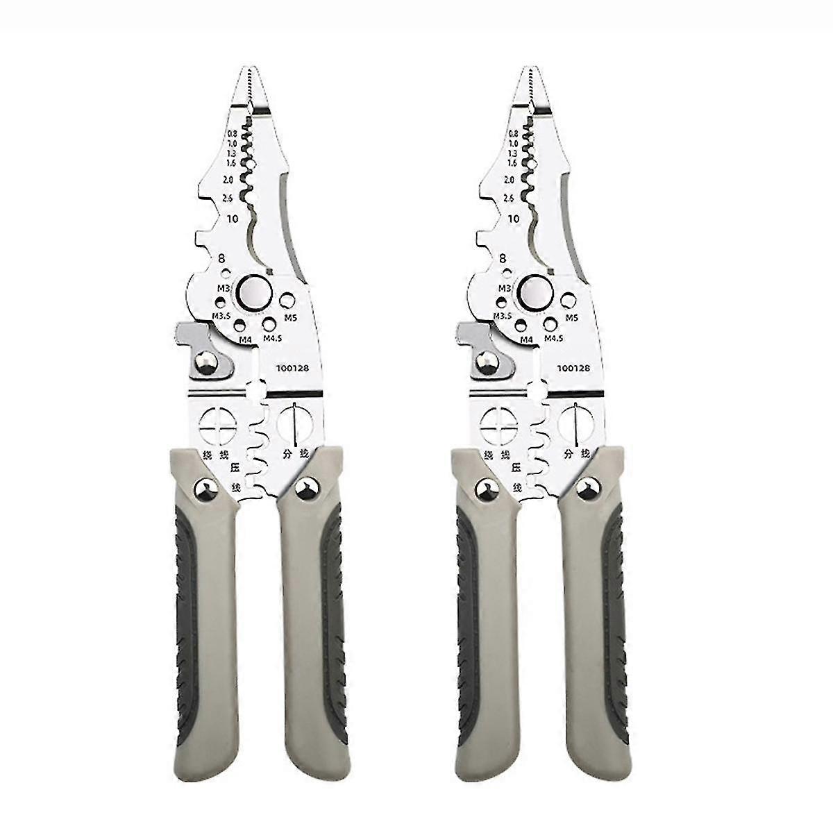Multifunctional Wire Stripper Crimper Cable Cutter Pliers, Professional Electrical Wire Stripping Tool 2pcs