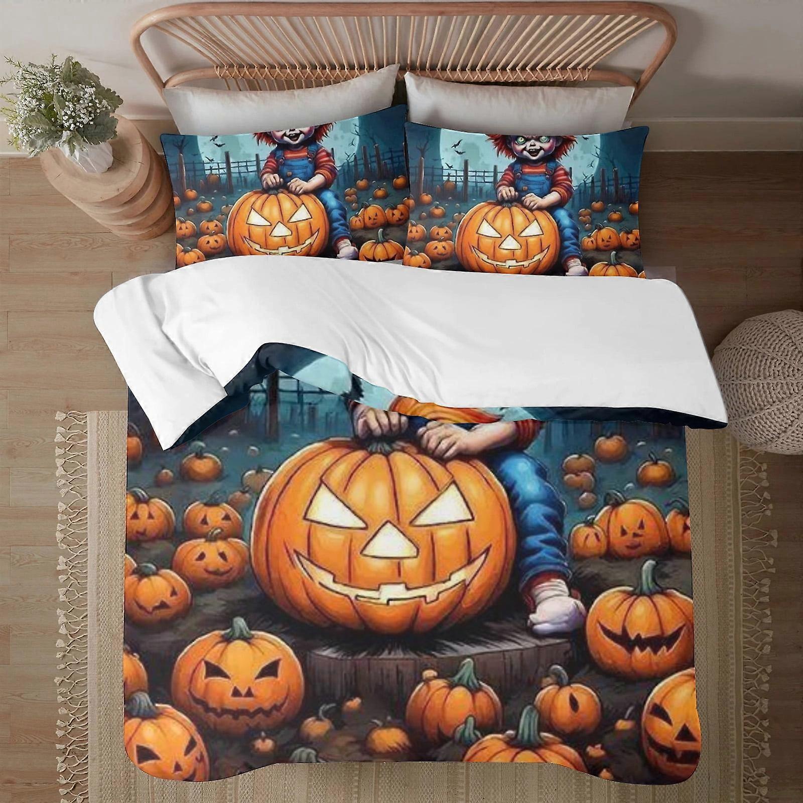 Bedding set BM565 Halloween Chucky Soft 3D Printed Duvet Cover Bedding Set with Comforter Cover 3 Piece Set Includes 2 Pillowcases and 1 Cover Machine