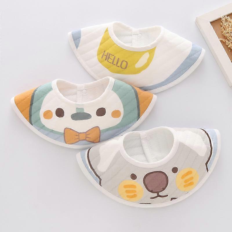 3PCS Baby Petal Bibs 360-Degree Rotating Multicolor Cotton ,Small Yellow Duck