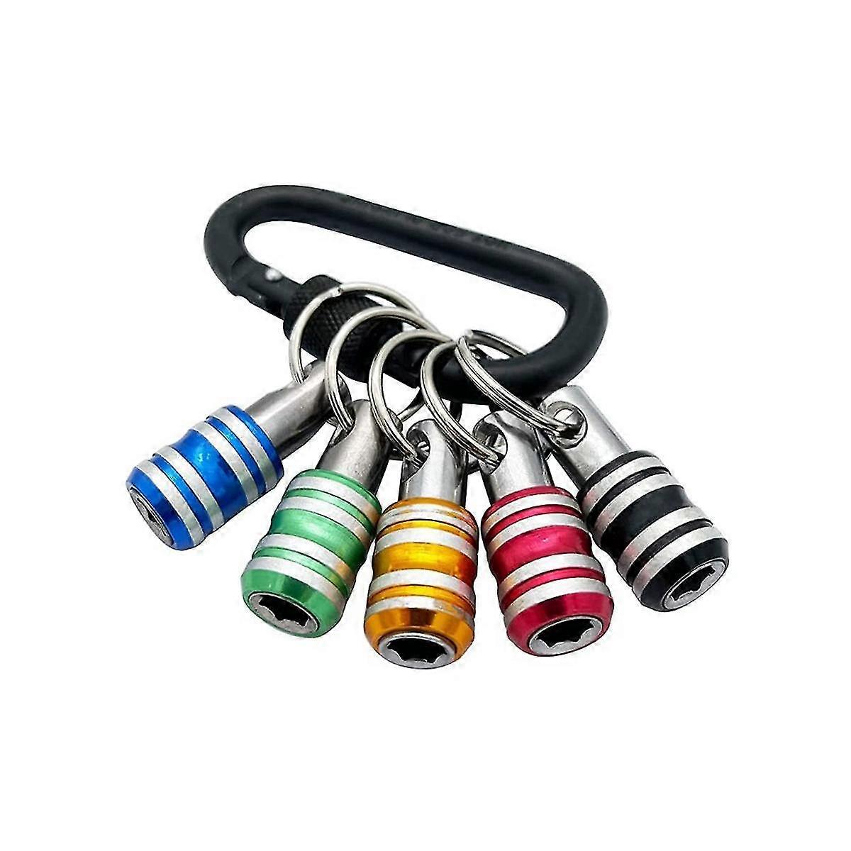 5pc Keychain Connecting Rod Set 1/4 Inch Hex Handle Screwdriver Bit Bracket Sleeve Connecting Rod