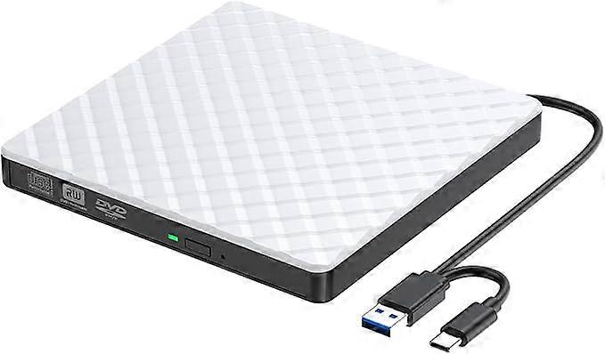 Extern DVD-enhet, USB 3.0 CD/DVD +/-RW-enhet Bärbar CD DVD-spelare Brännare Läsare Skrivare, Smal optisk CD-ROM-enhet för bärbar dator Stationär PC Linux Apple