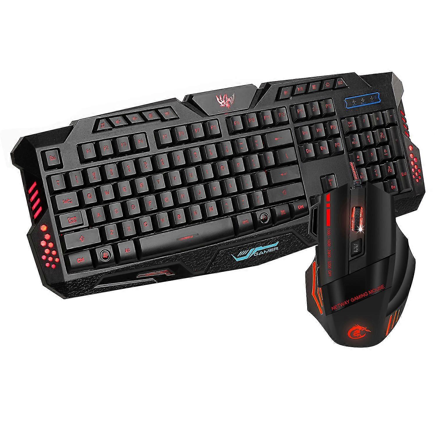 J20 3色有線バックライトキーボード発光マウスセット3200dpi有線ゲームマウスコンピュータアクセサリー