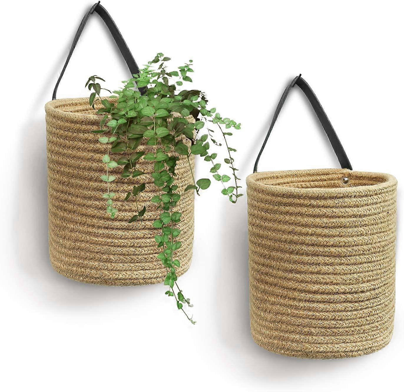 Hanging Basket- Rope Wall BasketSmall Basket with Leather Handle