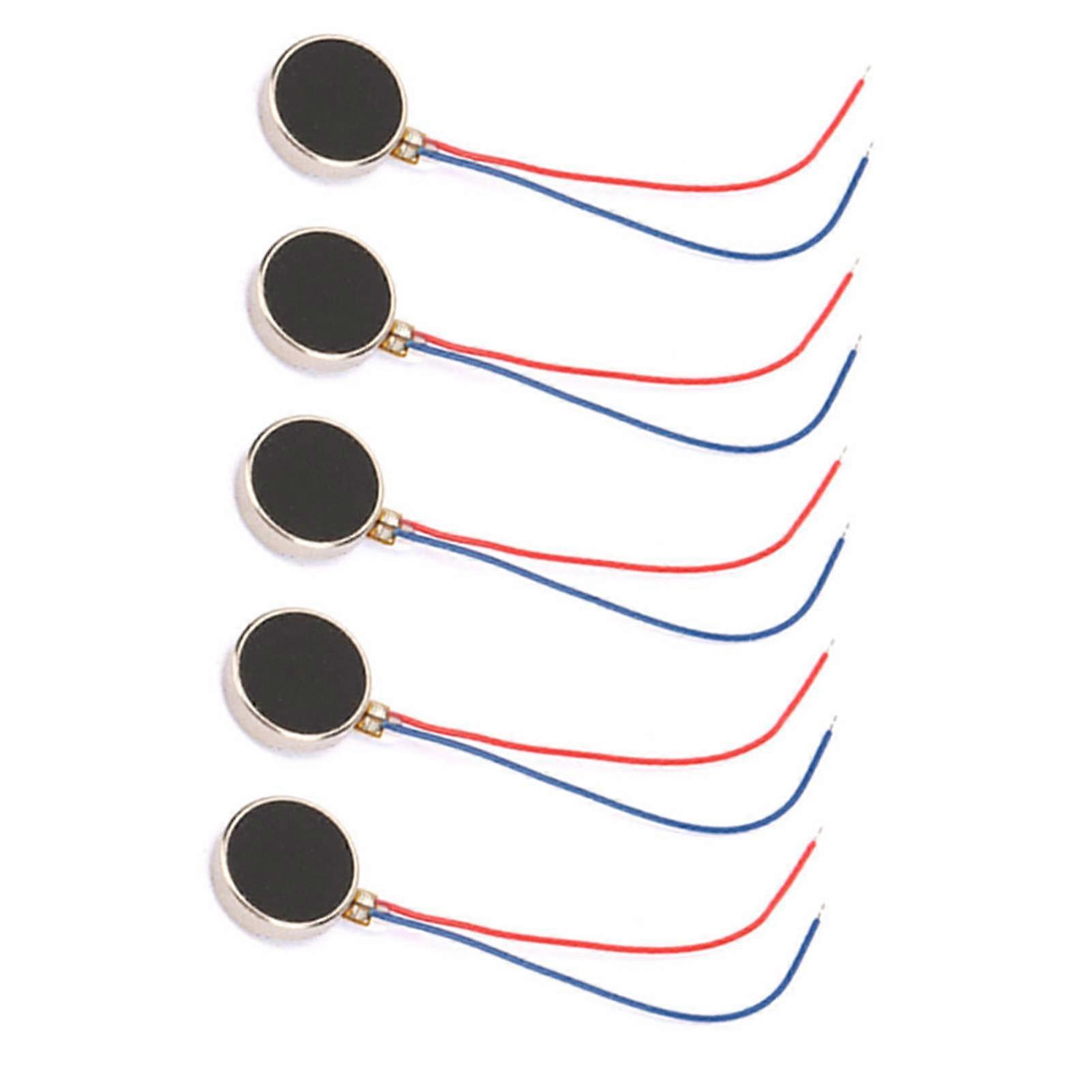 Pager and Cell Phone Coin Flat Vibrating Micro Motor 10x2mm 1020 (27mm), 5pcs, DC 3V, 80mA, 11000RPM