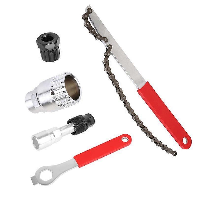 5 in 1 Bicycle Repair Tool Set Chain Whip Wheel Sprocket Remove Tool Crank Puller Bottom Bracket Remover Freewheel Cassette Remover Chain Breaker