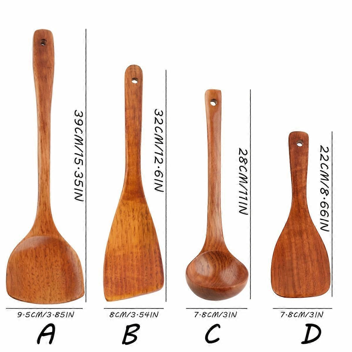 1/4pcs Heat-Resistant Wooden Soup Spoon For Cooking And Serving - Kitchen Spatula With Smooth Surface - Ideal For Home And Restaurant Use, Kitchenware