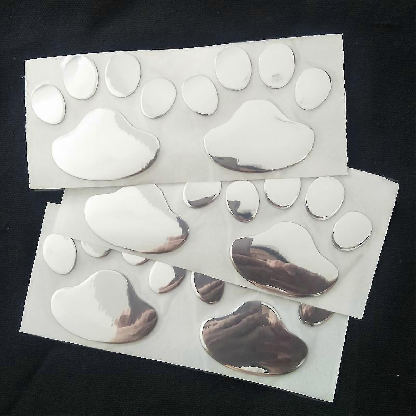 2pcs Universal PVC Dog Paw Footprint Sticker Car Emblem Decal Decoration Exterior AccessoriesSilver