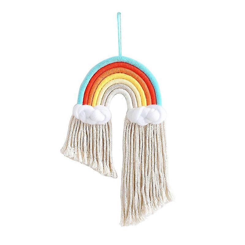 Ornamento nórdico de macramê arco-íris pendurado DIY Corda Decoração de parede tecida à mão Decoração de quarto de meninas Decoração de quarto Decoração de casa