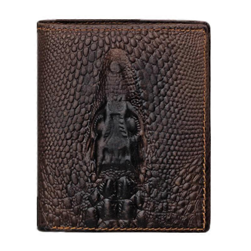 Brand Unique Design Crocodile Head Pattern Genuine Leather Men's Wallets High