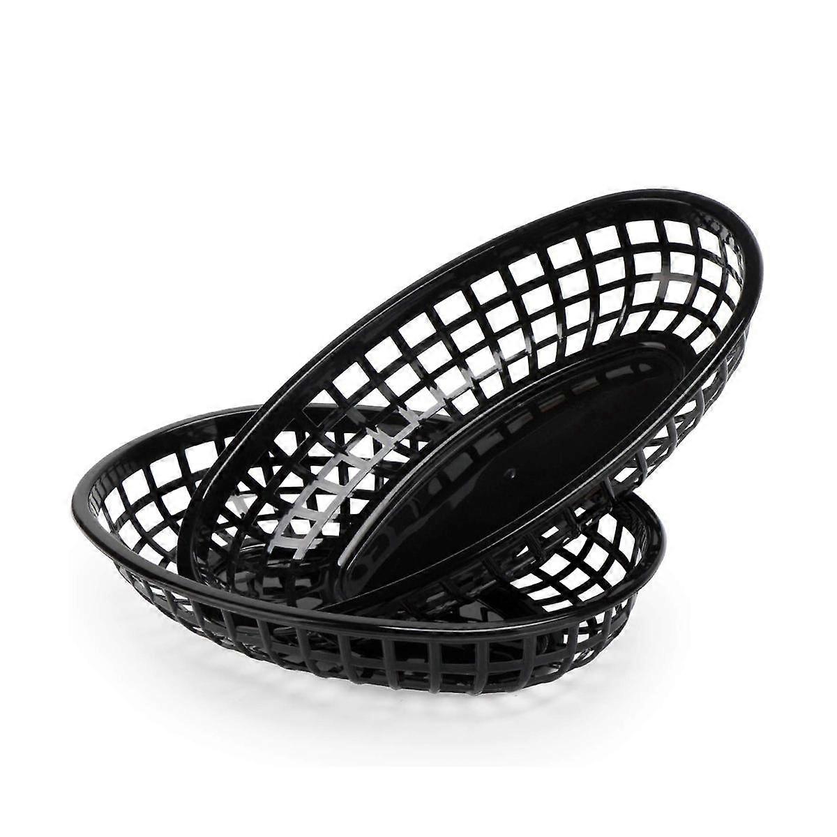 24Pcs Plastic Basket Serving Tray French Fries Basket Oval Fast Food Tray Restaurant Bar Fries Food
