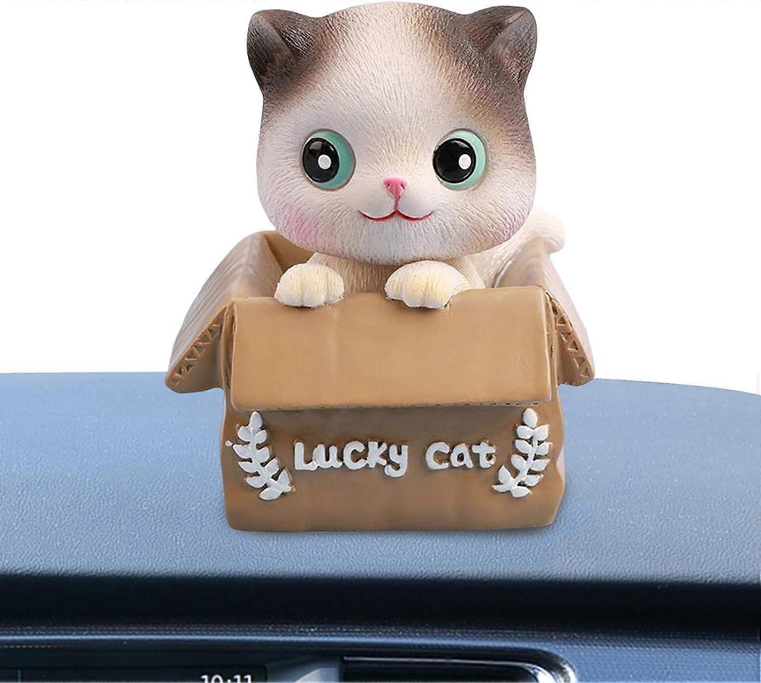 Car Bobblehead Dashboard, Lucky Cat Dashboard Car Ornaments Bobble Head Cat Pet Toy