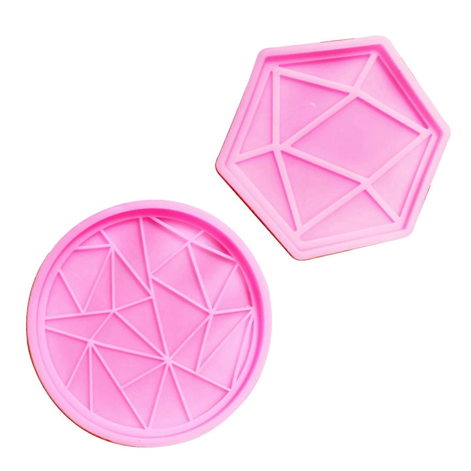 Geometry Polygon/Round Coaster UV Crystal Epoxy Resin Mold Cup Mat Silicone Mold