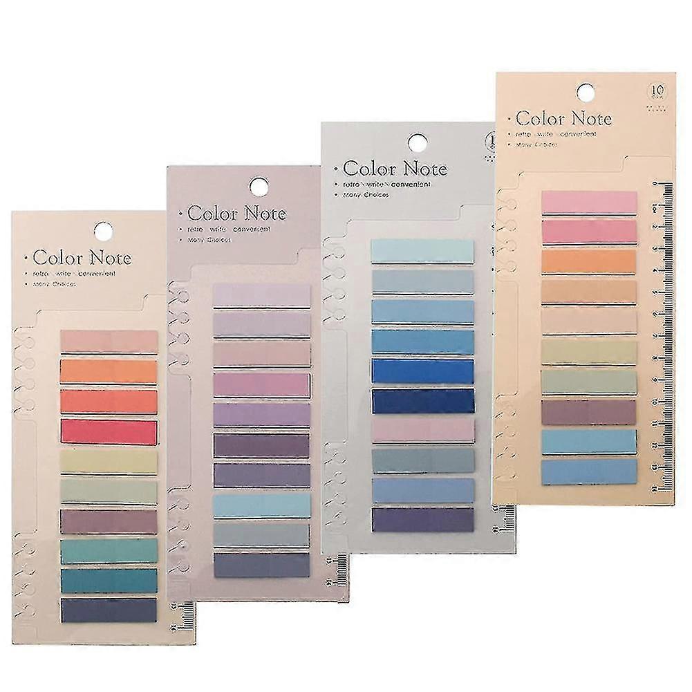 800 Pcs Sticky Index Tabs, 4 Sheets Morandi Strip Index Tabs, Writable Page Sticky Notes With Ruler