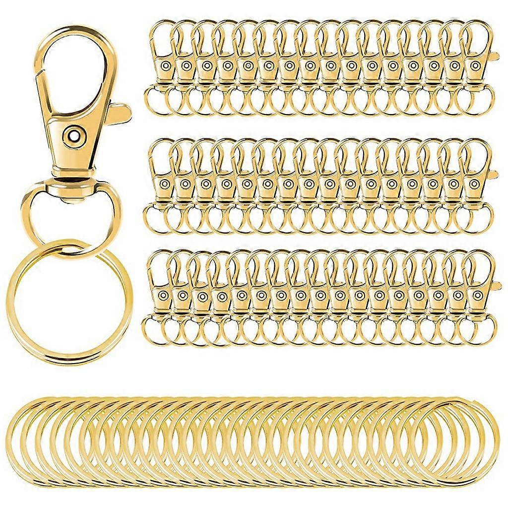 100 Pieces Gold for Key Ring Lobster Claw Clasp Push Gate Snap Hook Trigger for