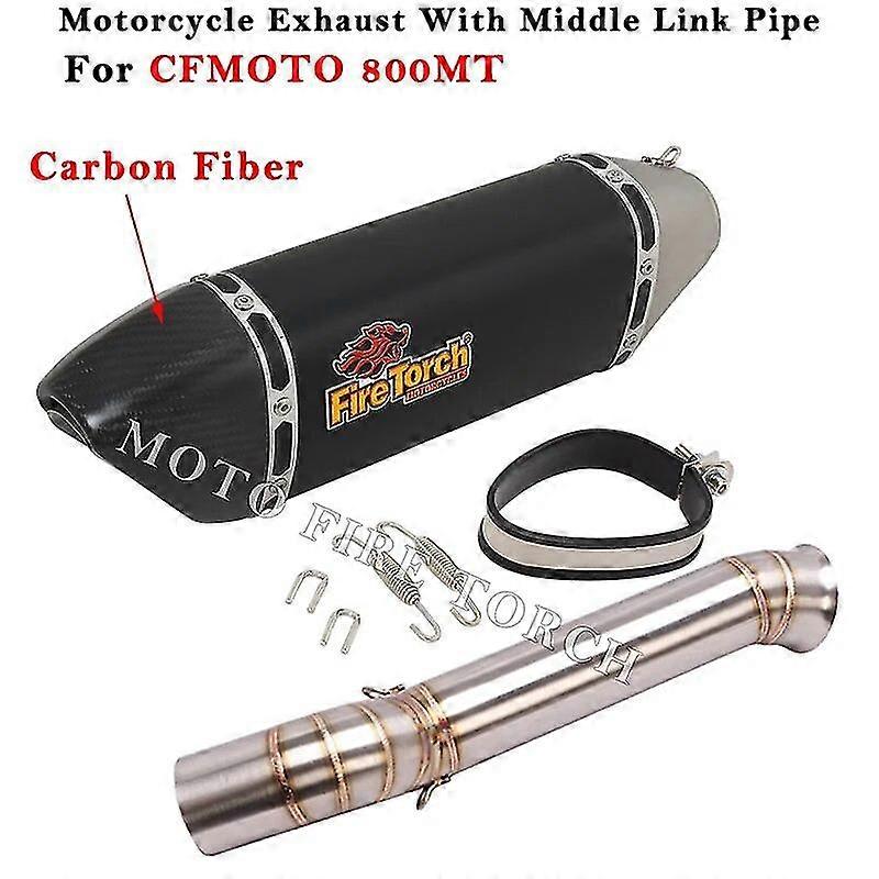 Tuyau d’échappement exquisPour CFMOTO 800MT 800-5A 2021 2022 Système d’échappement d’échappement de moto Modifeid Tuyau de liaison centrale de silencieux en fibre de carbone No DB Kiler