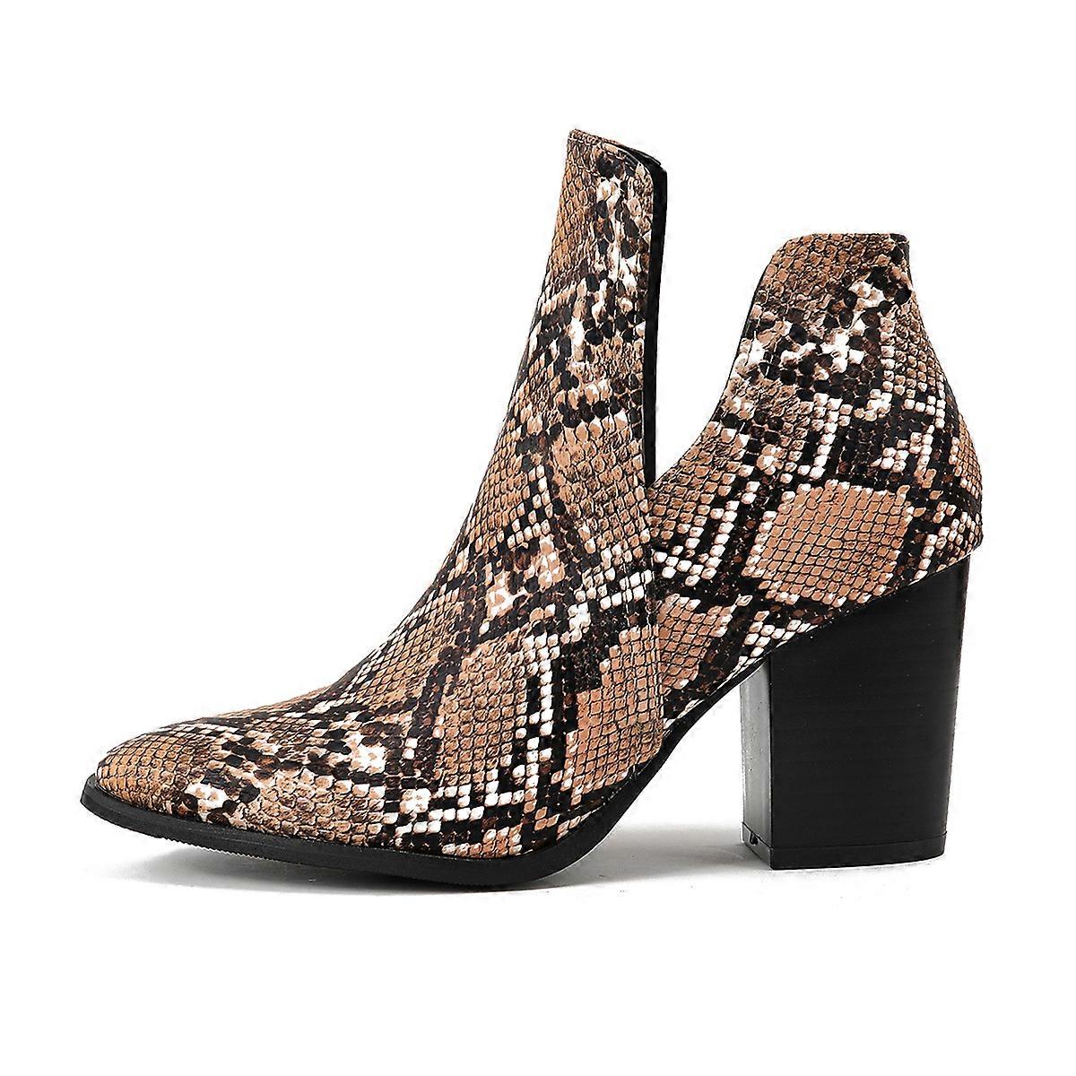 Women's Ankle Boots Snakeskin Mid Heel Boots