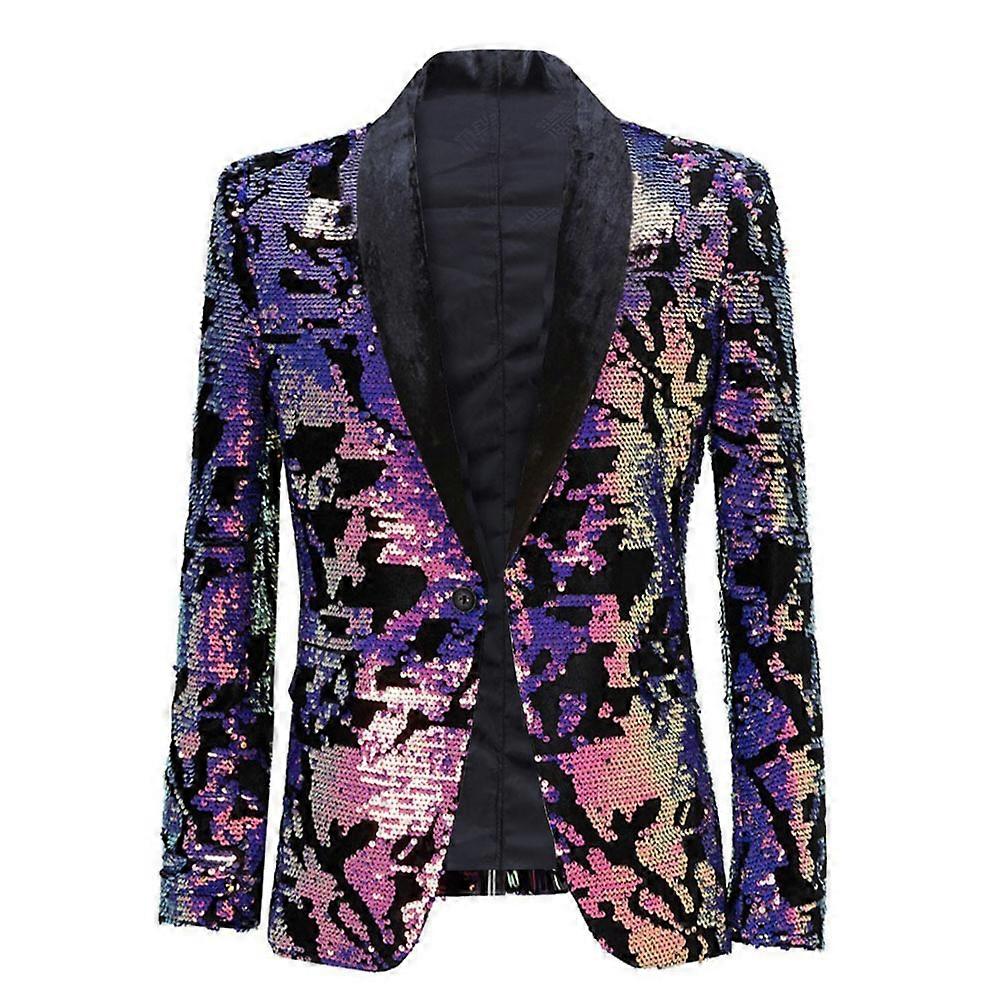 Men Velvet Sequins Blazers, Floral Pattern Suit Jackets