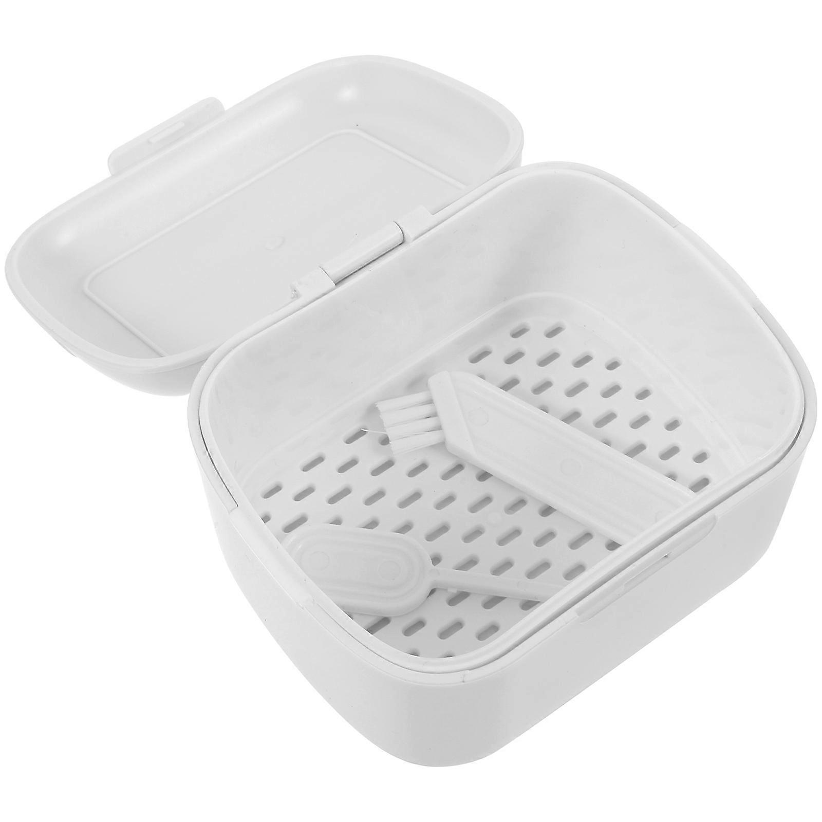 Denture Bath Case Orthodontic Retainer Box Denture Cleaning Box Portable Brace Retainer Case