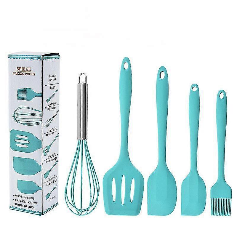Silicone Kitchen Utensils Baking Tool Set Egg Beater Scraper Steak Frying Spatula Leaking Spatula Baking Five-piece Set
