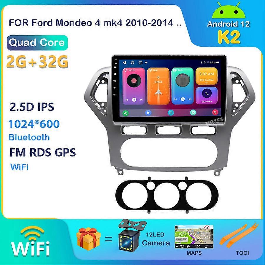 2Din Android 12 Car Radio For Ford Mondeo Wins 2007-2010 GPS Navigation Stereo Receiver Auto Radio Bluetooth Player IGO