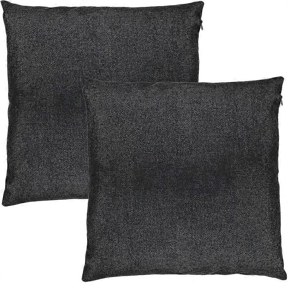P Of Contemporary Jet Woven Linen Fa Cush Covers 45x45 With Matng Zippers For Bed, , Sofa, Couch | Set Of 2 | 45*45c